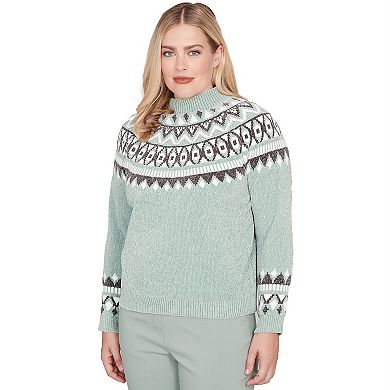 Women's Alfred Dunner Fair Isle Pattern Chenille Sweater