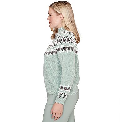 Women's Alfred Dunner Fair Isle Pattern Chenille Sweater