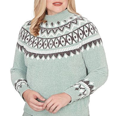 Women's Alfred Dunner Fair Isle Pattern Chenille Sweater