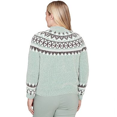 Women's Alfred Dunner Fair Isle Pattern Chenille Sweater