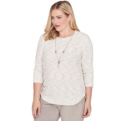 Women's Alfred Dunner Space Dye Knit Top with Necklace