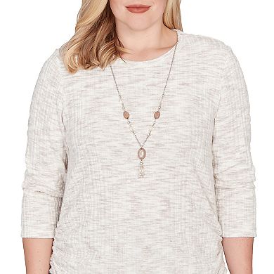 Women's Alfred Dunner Space Dye Knit Top with Necklace