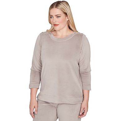 Women's Alfred Dunner Luxe Shoulder Button Top