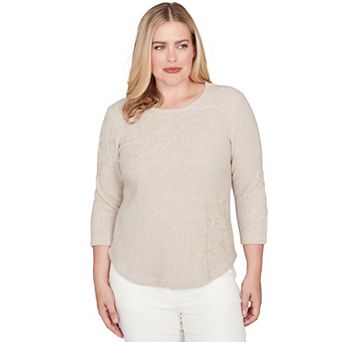 Women's Alfred Dunner Asymmetrical Floral Soutache Knit Top