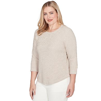 Women's Alfred Dunner Asymmetrical Floral Soutache Knit Top