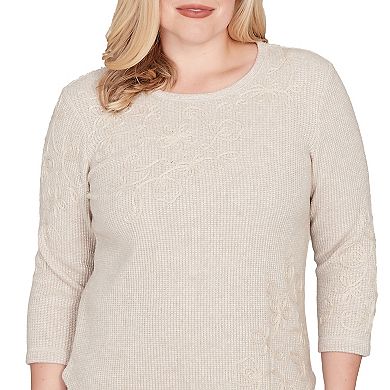 Women's Alfred Dunner Asymmetrical Floral Soutache Knit Top