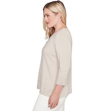 Women's Alfred Dunner Heat Set Sparkle Ombre Border Knit Top