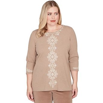 Women's Alfred Dunner Embroidered Medallion Center Knit Top
