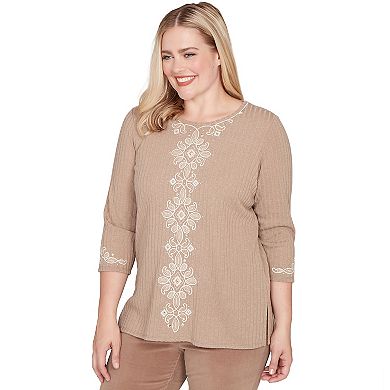 Women's Alfred Dunner Embroidered Medallion Center Knit Top