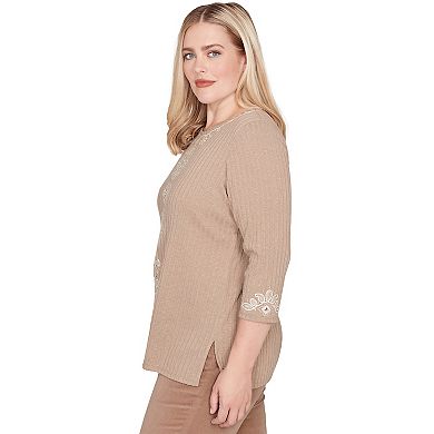 Women's Alfred Dunner Embroidered Medallion Center Knit Top
