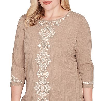 Women's Alfred Dunner Embroidered Medallion Center Knit Top