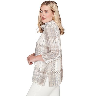 Women's Alfred Dunner Draped Cowl Neckline Plaid Knit Top