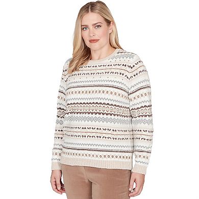 Women's Alfred Dunner Geometric Biadere Striped Chenille Sweater