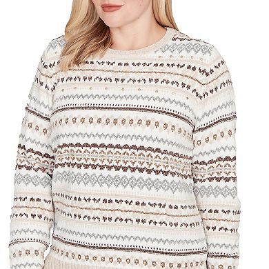 Women's Alfred Dunner Geometric Biadere Striped Chenille Sweater