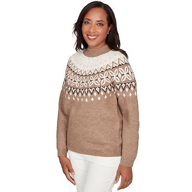 Women's Alfred Dunner Fair Isle Gold Studded Sweater