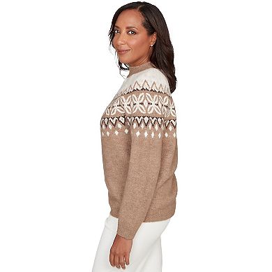 Women's Alfred Dunner Fair Isle Gold Studded Sweater