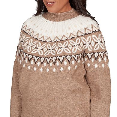 Women's Alfred Dunner Fair Isle Gold Studded Sweater