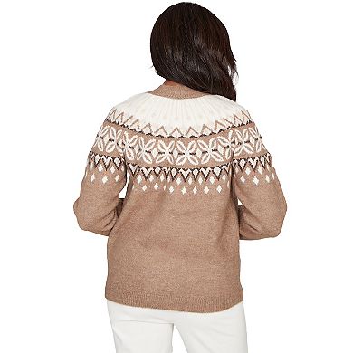 Women's Alfred Dunner Fair Isle Gold Studded Sweater