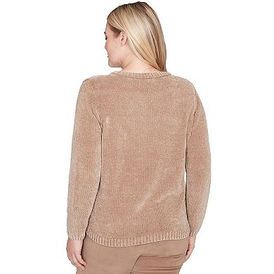 Women's Alfred Dunner Stitched Leaf Detail Chenille Sweater