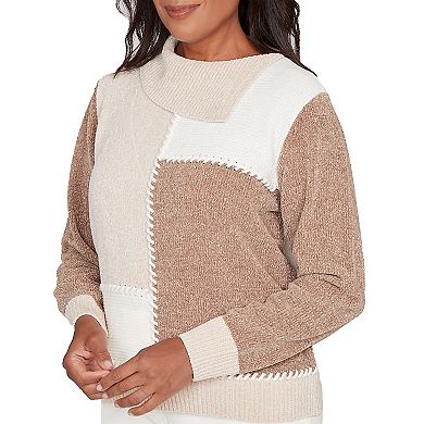 Women's Alfred Dunner Colorblock Sweater with Mock Neck