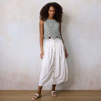 Women's LC Lauren Conrad Sequin Floral Crochet Tank Top