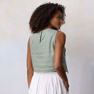 Women's LC Lauren Conrad Sequin Floral Crochet Tank Top