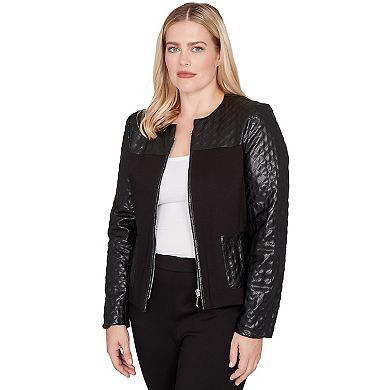 Women's Alfred Dunner Zip Front Stretch Faux Leather Ponte Jacket