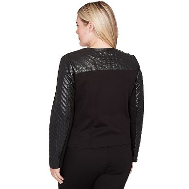 Women's Alfred Dunner Zip Front Stretch Faux Leather Ponte Jacket