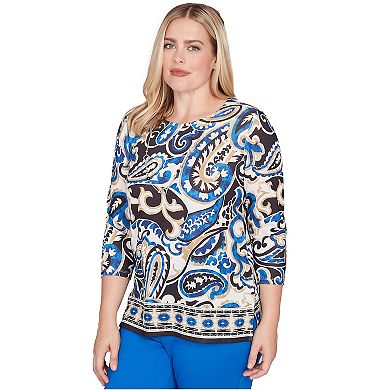 Women's Alfred Dunner Paisley Knit Top with Necklace