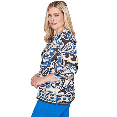 Women's Alfred Dunner Paisley Knit Top with Necklace