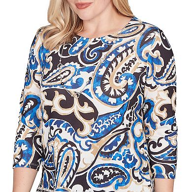 Women's Alfred Dunner Paisley Knit Top with Necklace