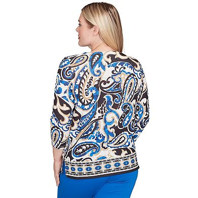 Women's Alfred Dunner Paisley Knit Top with Necklace