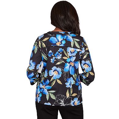 Women's Alfred Dunner Watercolor Floral Velvet Trim Top