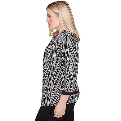 Women's Alfred Dunner Metallic Chevron Two-in-One Top with Necklace