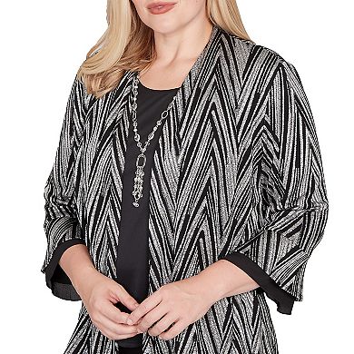 Women's Alfred Dunner Metallic Chevron Two-in-One Top with Necklace