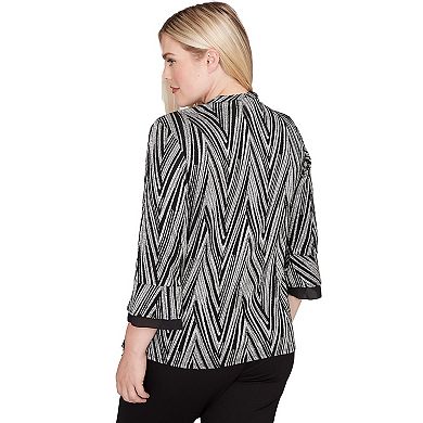 Women's Alfred Dunner Metallic Chevron Two-in-One Top with Necklace