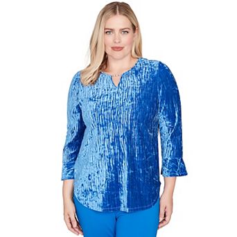 Women's Alfred Dunner Crushed Velvet Keyhole Bell Sleeve Top