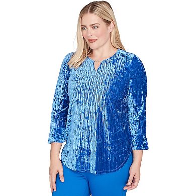 Women's Alfred Dunner Crushed Velvet Keyhole Bell Sleeve Top