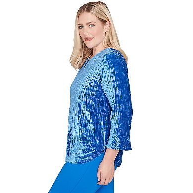 Women's Alfred Dunner Crushed Velvet Keyhole Bell Sleeve Top
