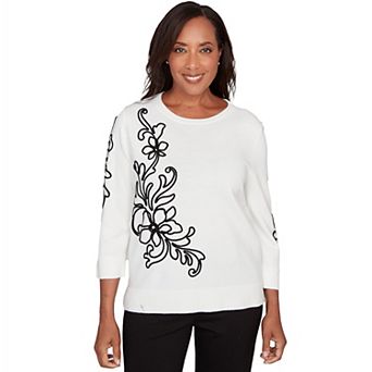 Women's Alfred Dunner Floral Soutache Lightweight Sweater