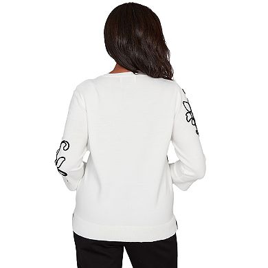 Women's Alfred Dunner Floral Soutache Lightweight Sweater