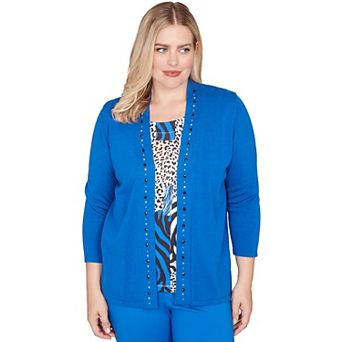 Women's Alfred Dunner Vertical Animal Print Two-in-One Sweater