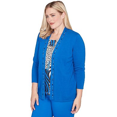 Women's Alfred Dunner Vertical Animal Print Two-in-One Sweater