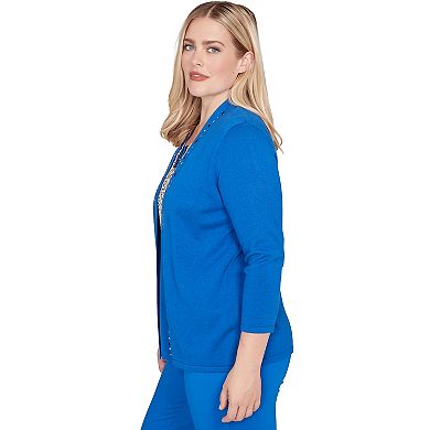 Women's Alfred Dunner Vertical Animal Print Two-in-One Sweater