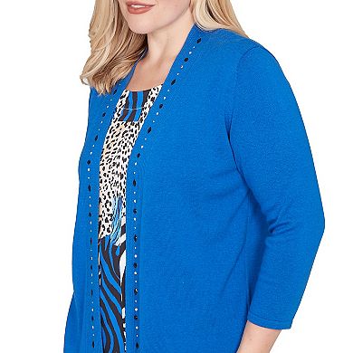 Women's Alfred Dunner Vertical Animal Print Two-in-One Sweater