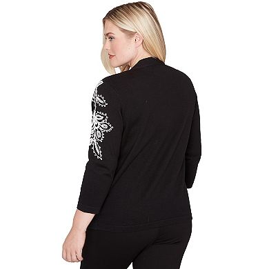 Women's Alfred Dunner Floral Soutache Two-in-One Sweater with Necklace