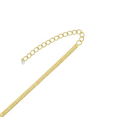 PRIMROSE Flat Herringbone Chain With Cubic Zirconia Accent Necklace