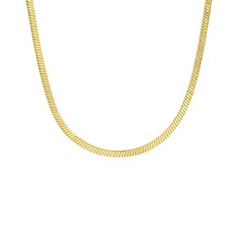 PRIMROSE Flat Herringbone Chain With Cubic Zirconia Accent Necklace