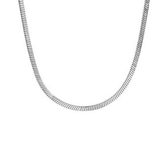 PRIMROSE Flat Herringbone Chain With Cubic Zirconia Accent Necklace