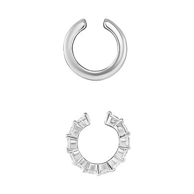 PRIMROSE Silver-Plated Cubic Zirconia Twist Ear Cuff Duo Set